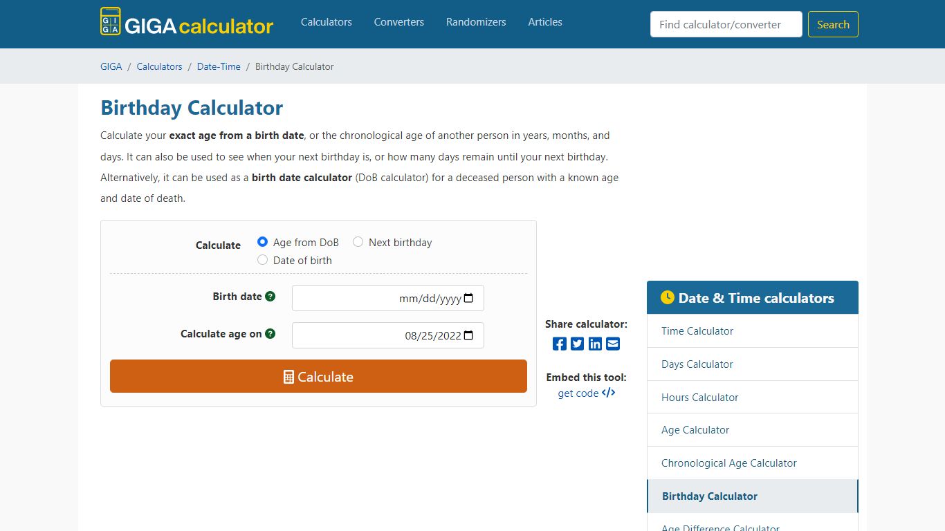 Birthday Calculator 📅 - Birthdate calculator